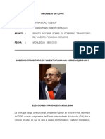 Informe Sobre El Gobierno Transitorio de Valentin Paniagua