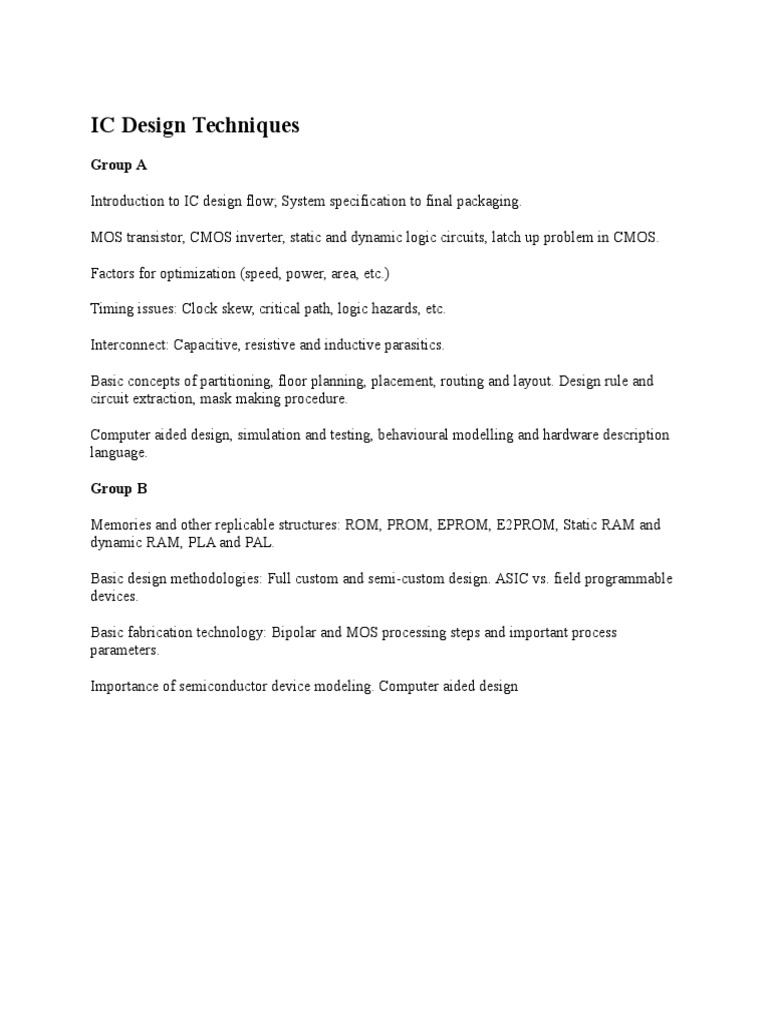 IC Design Techniques | PDF | Science & Mathematics | Computers