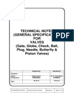 TECHNICAL NOTES (GENERAL SPECIFICATION) FOR VALVES (Gate, Globe, Check, Ball, Plug, Needle, Butterfly & Piston Valves)