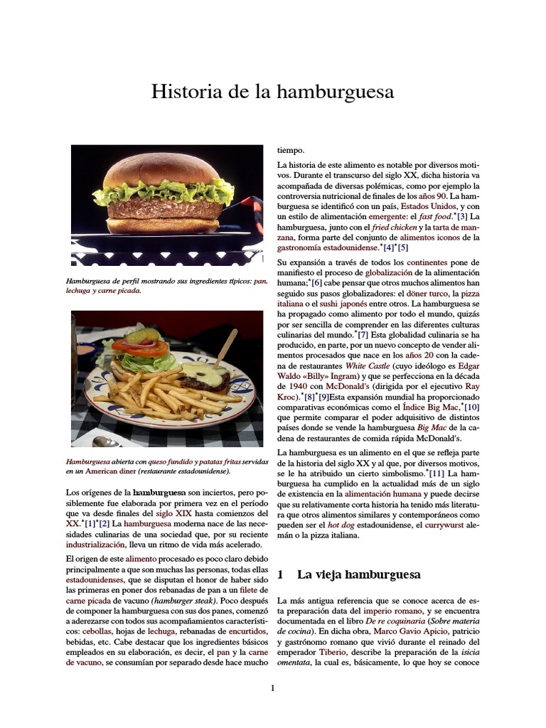 Historia de La Hamburguesa Hamburgers Cuisine