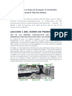 Lecciones Sobre El Sismo de Ecuador El 16