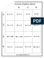 Algebra Coordinates Game PDF
