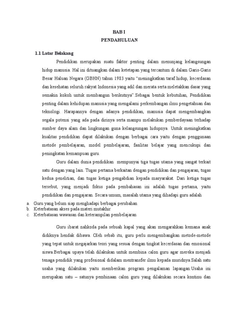 Contoh Refleksi Ppl