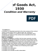 Sale of Goods Act, 1930: Condition and Warranty