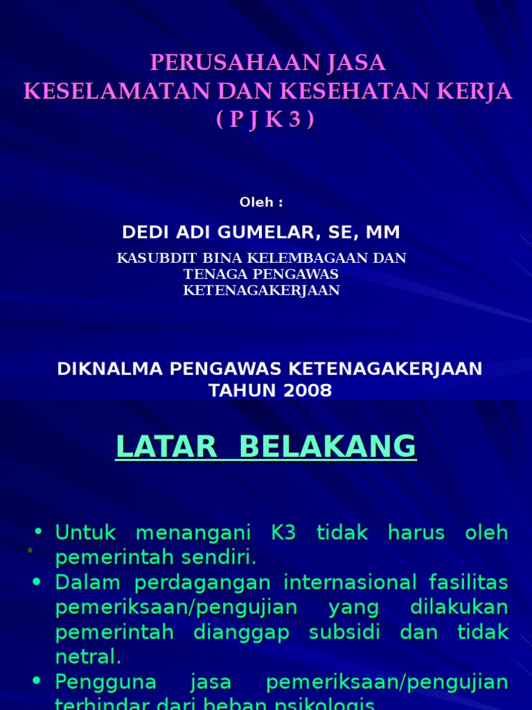 PJK3: Perusahaan Jasa K3 dan Regulasi | PDF