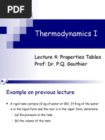 Thermodynamics I: Lecture 4: Properties Tables Prof: Dr. P.Q. Gauthier