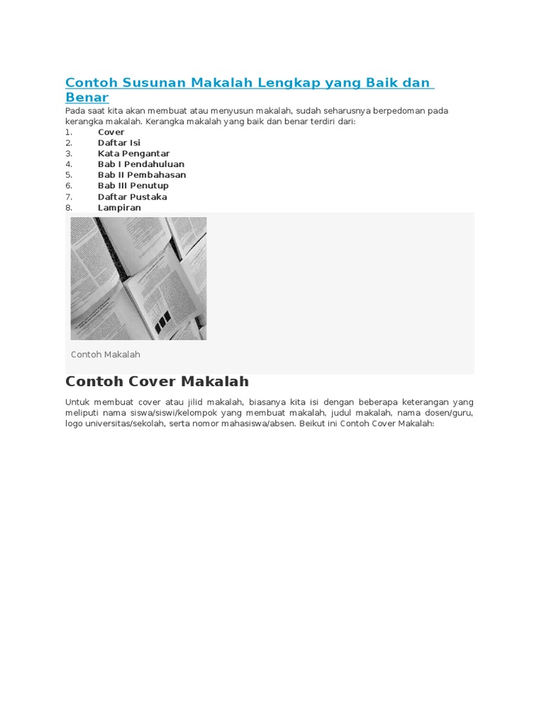 Contoh Susunan Makalah Lengkap Yang Baik Dan Benar