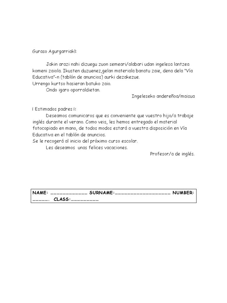 English Summer Tasks 6th Level | PDF