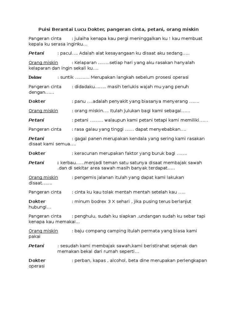 Puisi Berantai Lucu Dokter Puisi Berantai Lucu Dokter