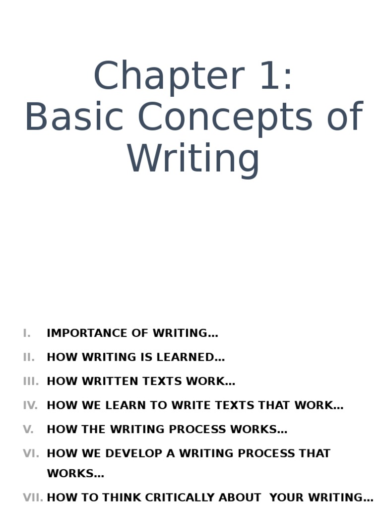 Basic Concepts of Writing Thought Behavioural Sciences