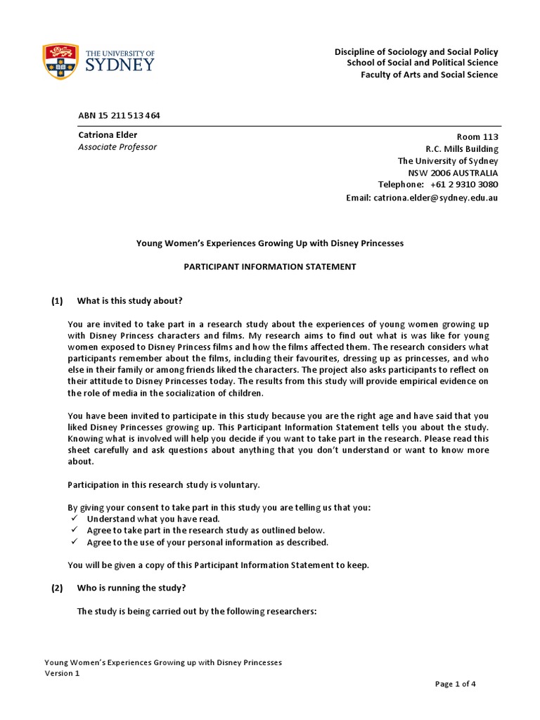 Participant Information Form Survey Methodology Institutional