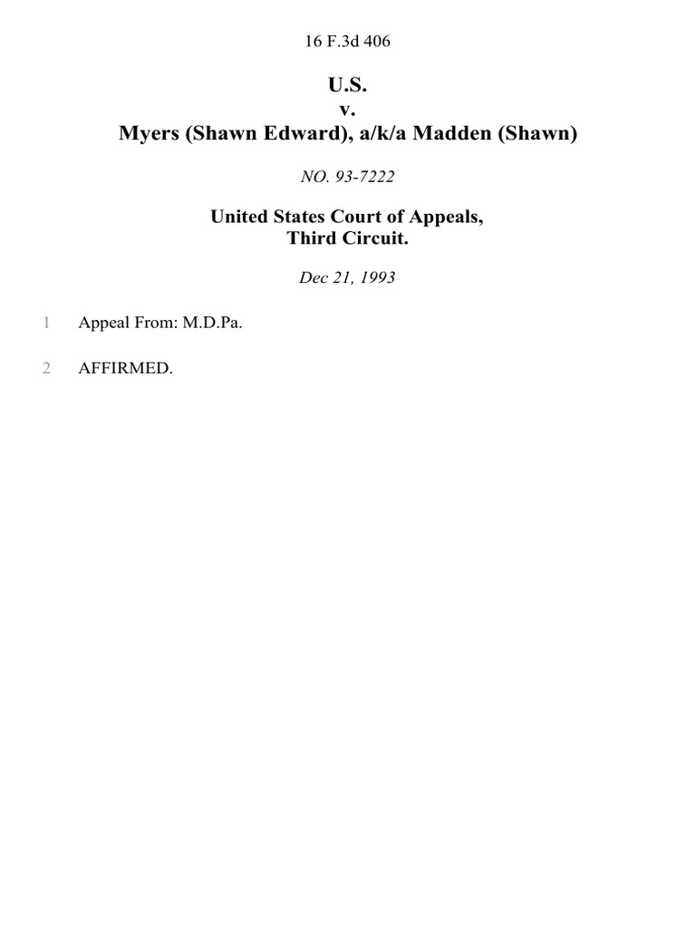 United States v. Myers (Shawn Edward), A/K/A Madden (Shawn), 16 F.3d