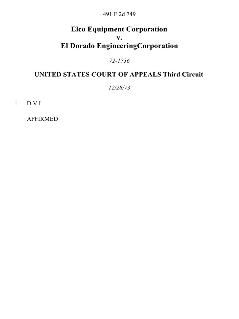 Elco Equipment Corporation V. El Dorado Engineeringcorporation PDF