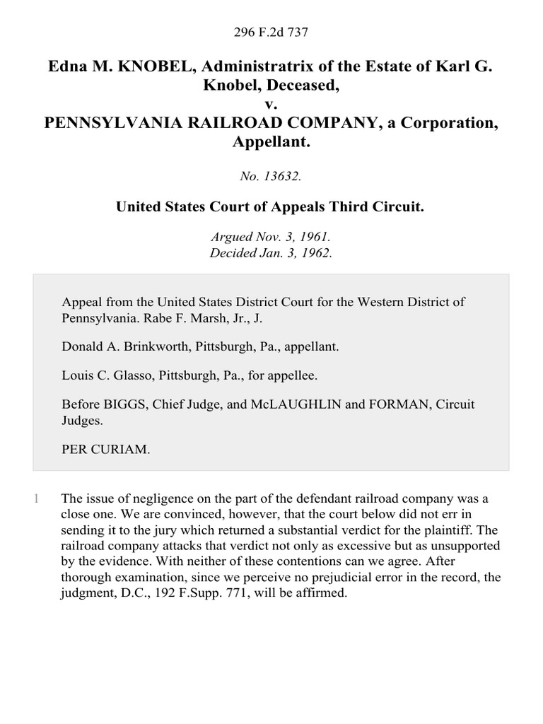 Edna M. KNOBEL, Administratrix of The Estate of Karl G. Knobel