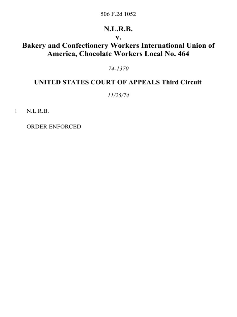 N.L.R.B. v. Bakery and Confectionery Workers International Union of ...