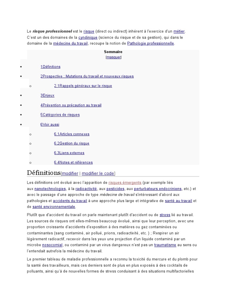 Risques Professionnels | PDF | Bien-être | Médical