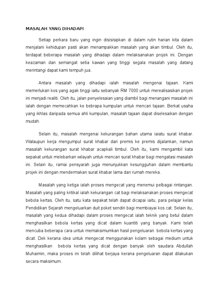 Masalah Yang Dihadapi | PDF