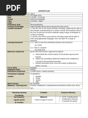 Lesson Plan (Reading)
