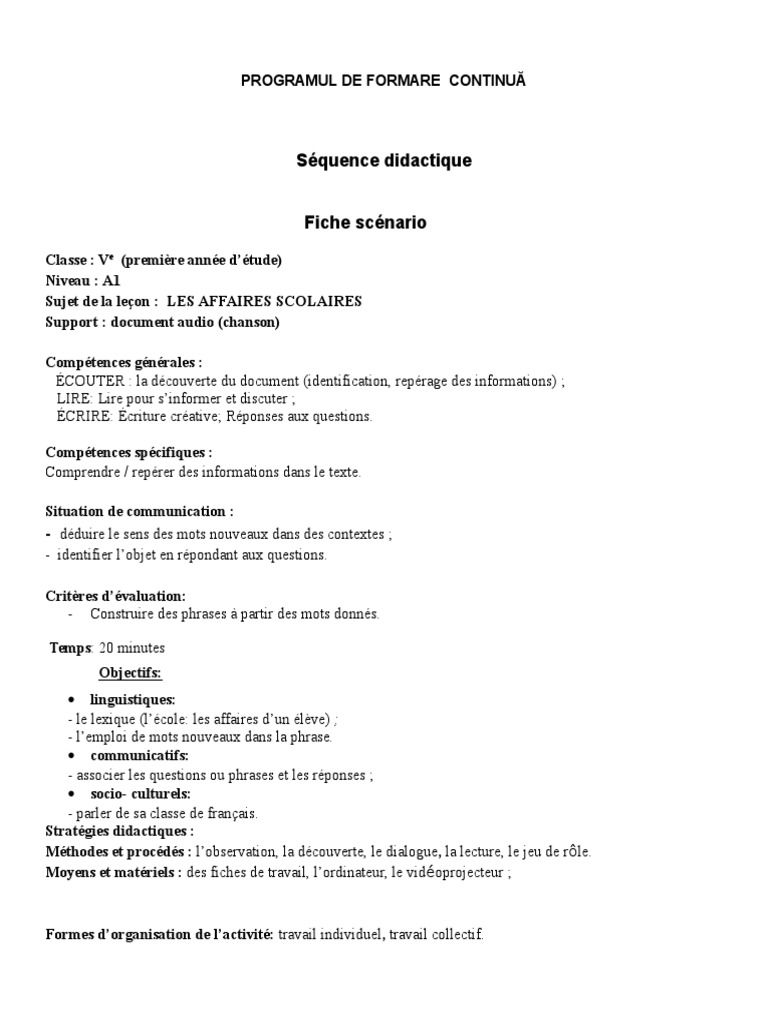 fiche scenario lecture processus semiotique