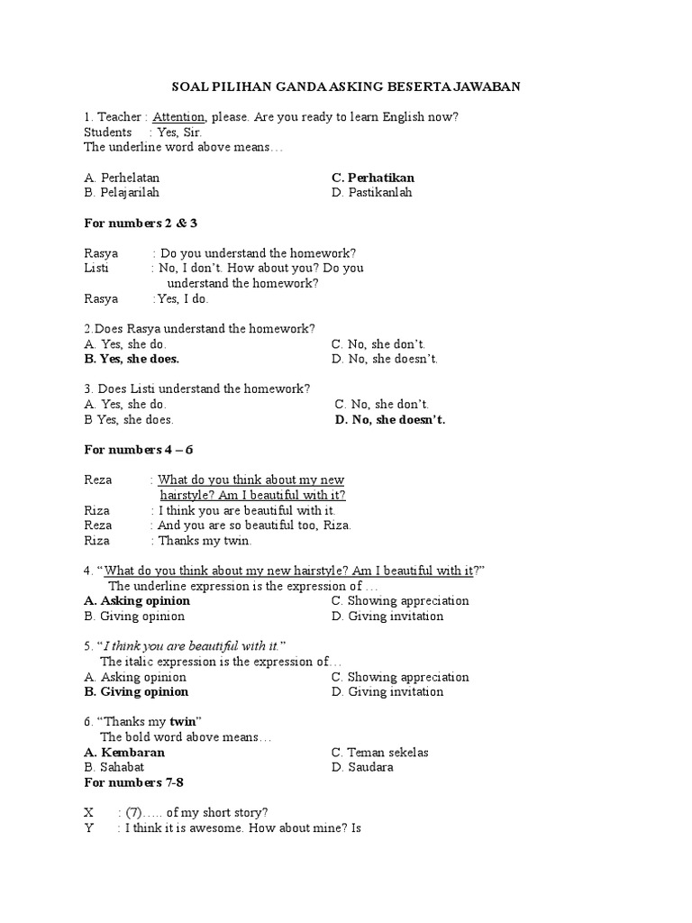 Soal Inggris Mawrent Verb Language Mechanics