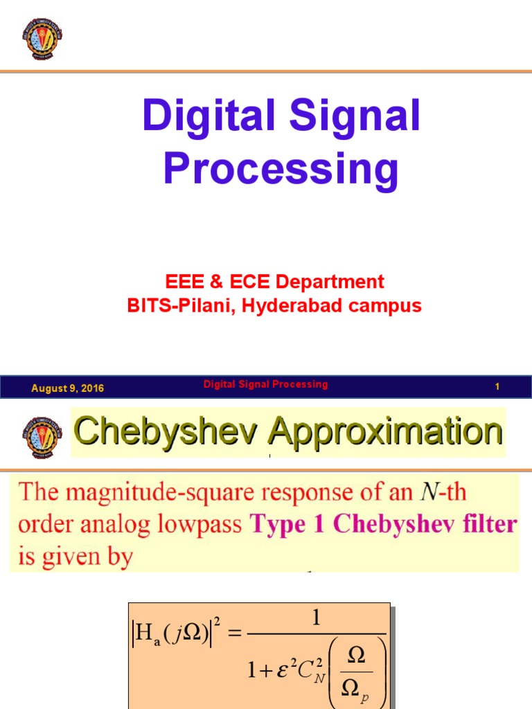 Analog Chebyshev Elliptic Pdf Filter Signal Processing
