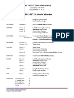 2016-2017 School Calendar