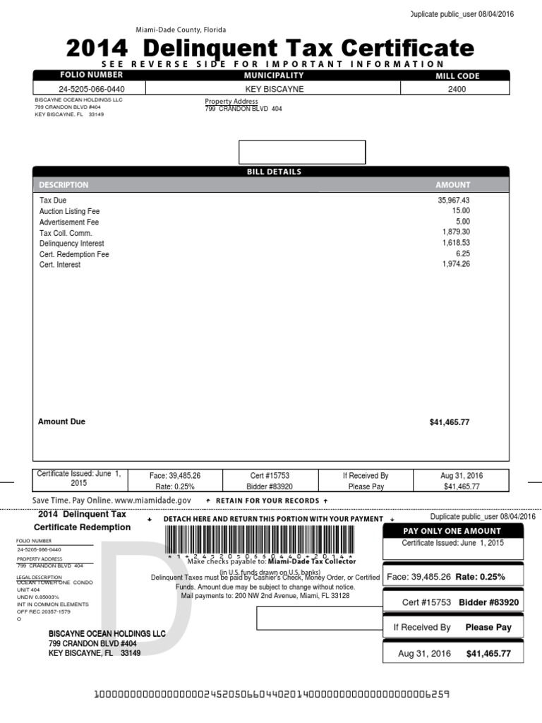 Miami Dade County Real Estate 24 (TODOS) Property Tax Miami Dade