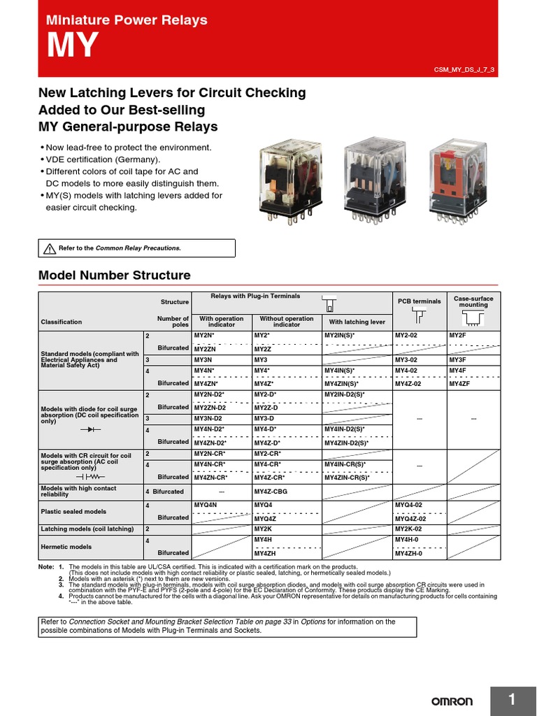 Omron 8 Channel Relay Board Datasheet