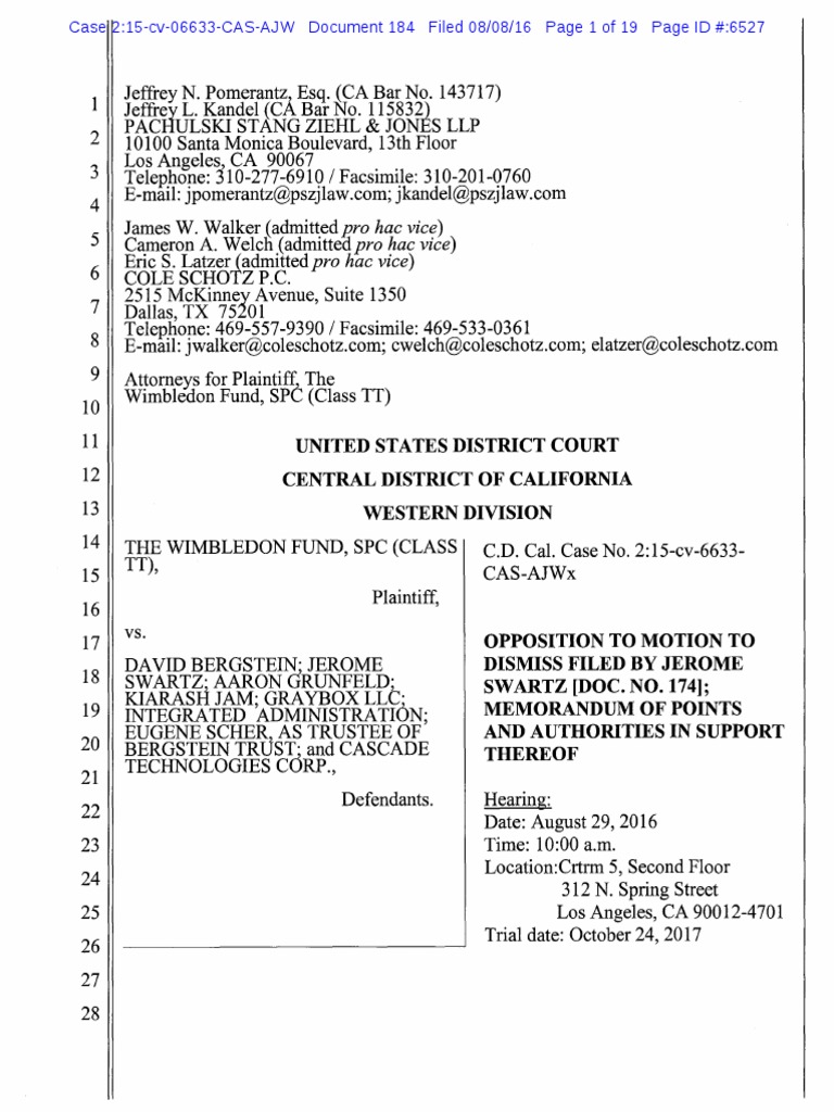 Opposition to Motion to Dismiss Case | PDF | Federal Rules Of Civil ...