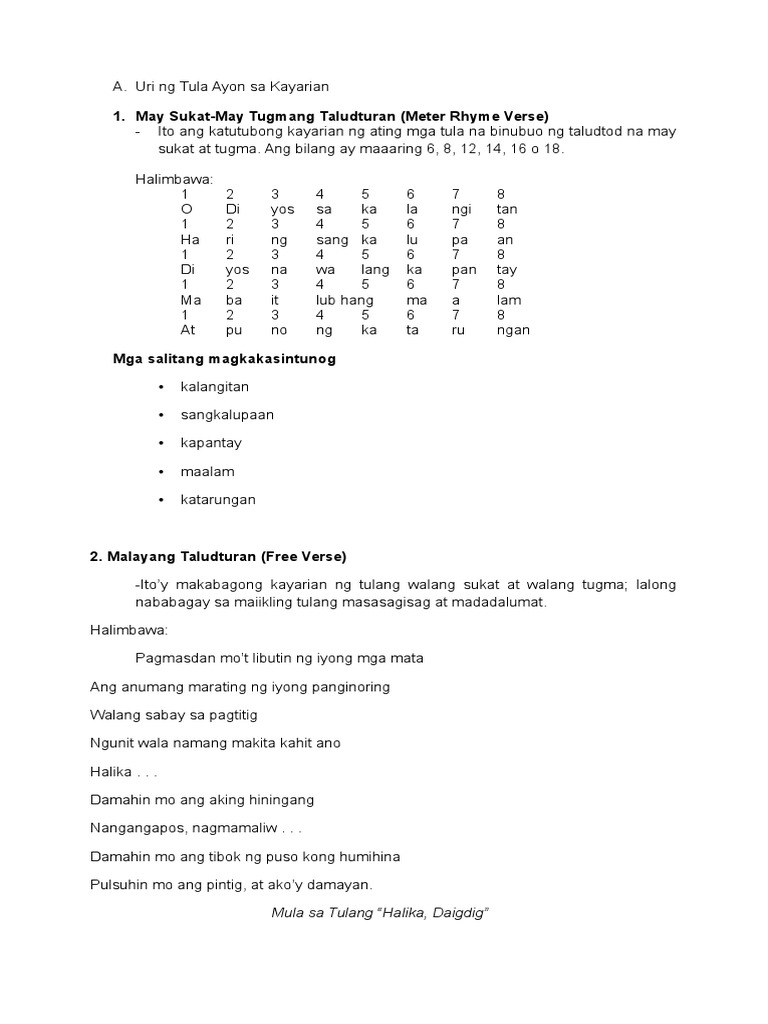 Uri NG Tula | PDF