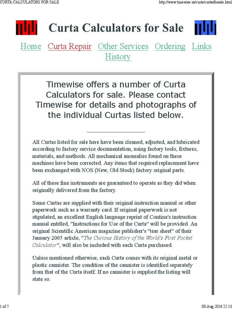 Curta Calculators For Sale PDF Calculator Screw