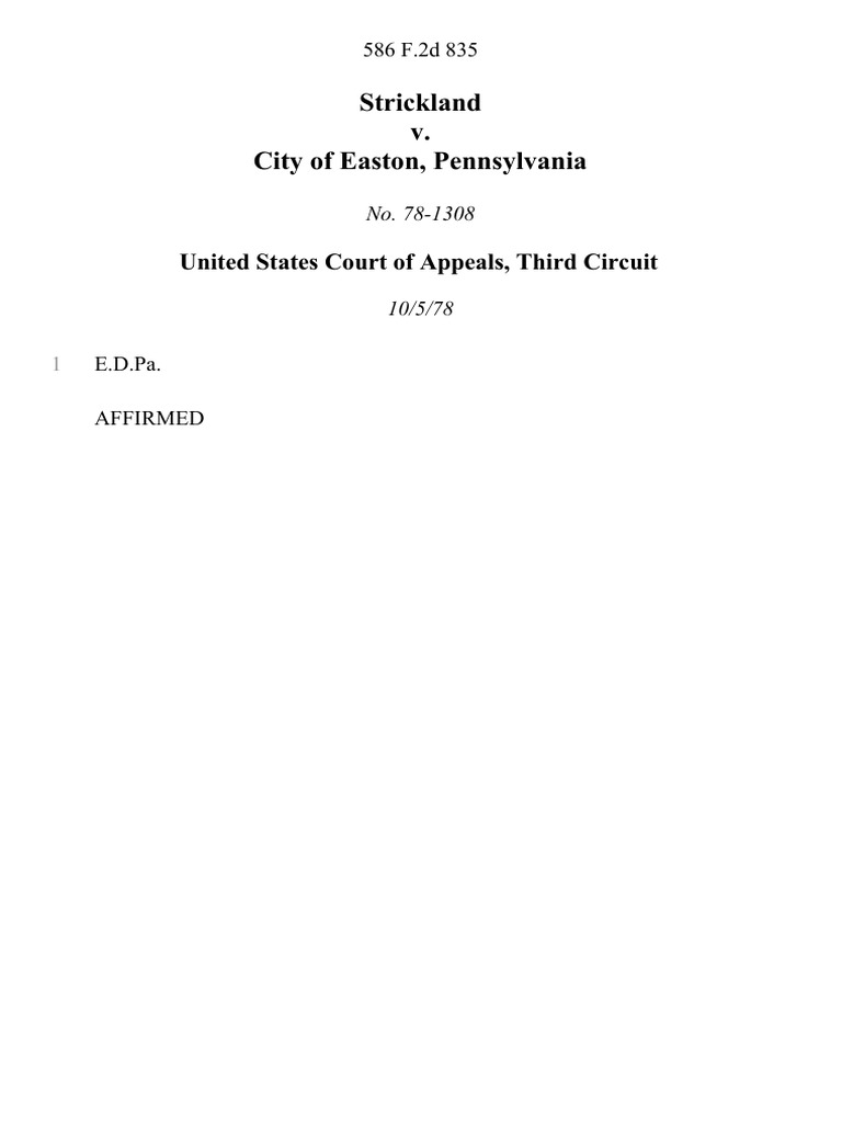 Strickland v. City of Easton, Pennsylvania, 586 F.2d 835, 3rd Cir