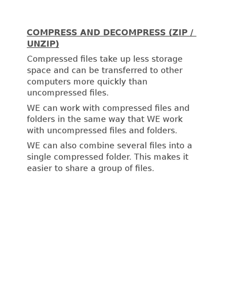 Compressing and Decompressing Files | PDF | Computers