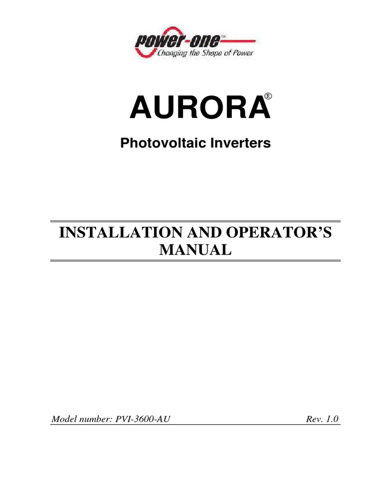 Aurora Manual Pdf Pdf Photovoltaic System Power Inverter