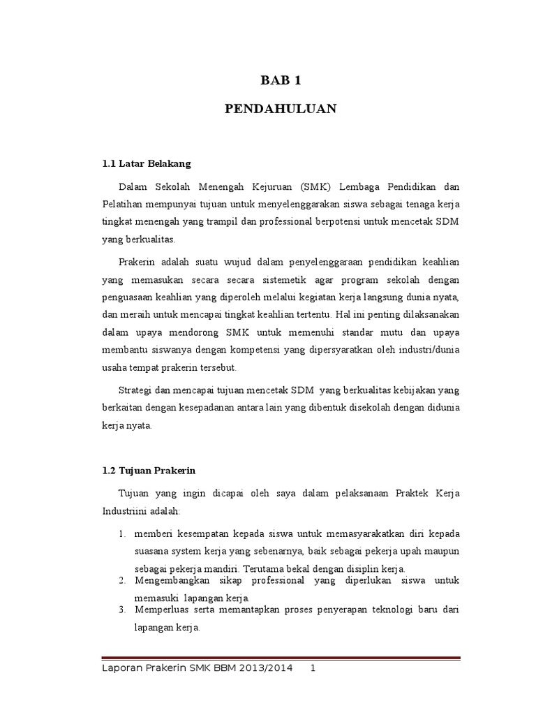 Bab 1 Pendahuluan Prakerin