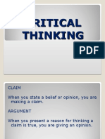 Critical Thinking Skills: Understanding Claims, Arguments, Subjective vs. Objective Statements