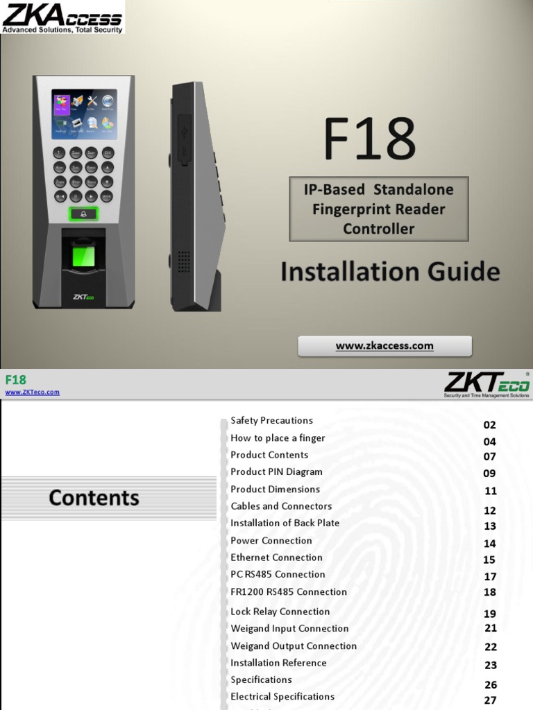 167WCP F18 Installation Guide ZKACCESS Power Supply Electrical