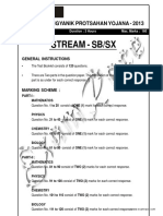 KVPY 2013 Stream SB SX Solved Paper