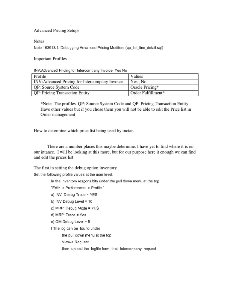 Advanced Pricing Setup and Debugging Guide | PDF | Data Management ...