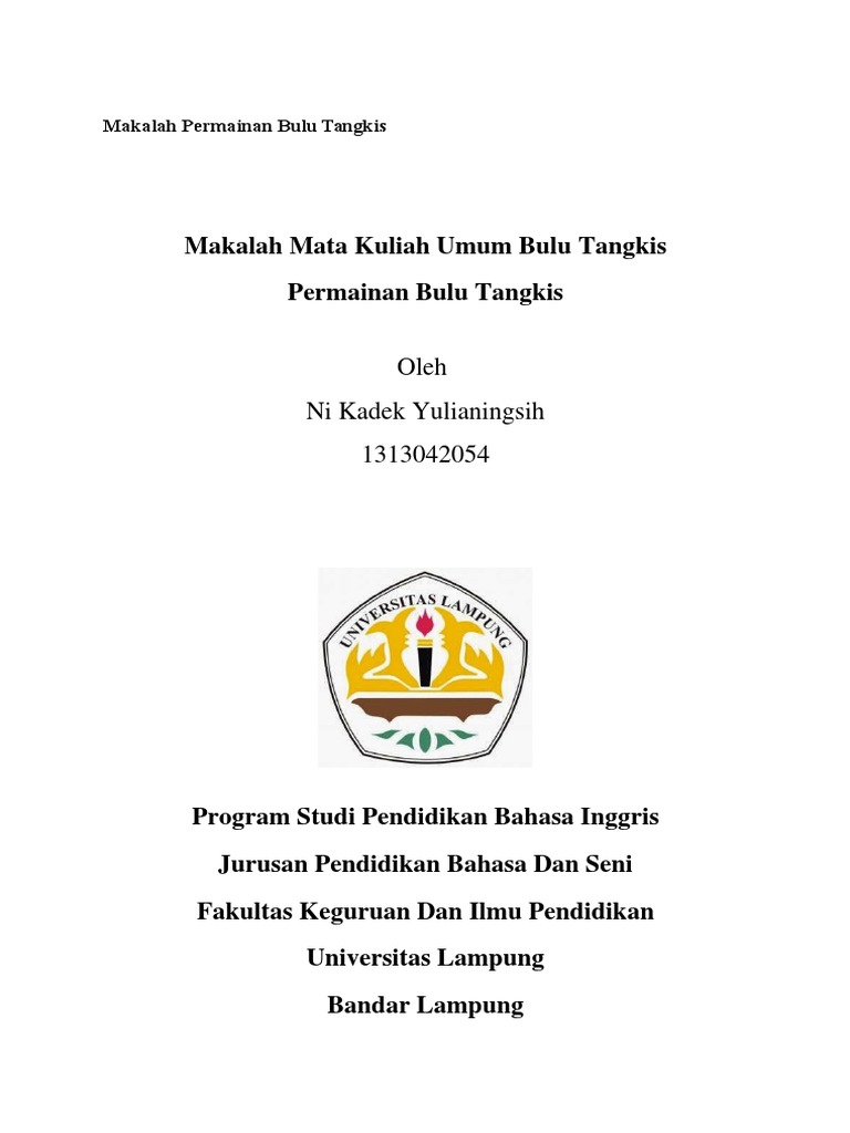 Makalah Bulu Tangkis Sma Contoh Makalah