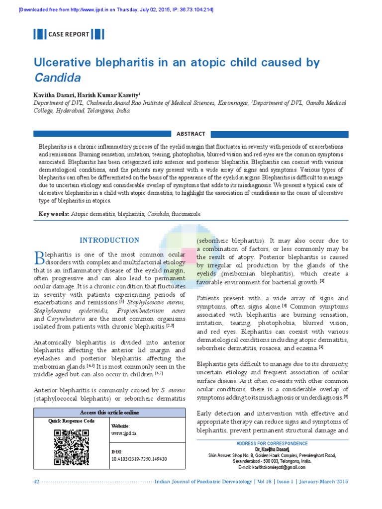 Ulcerative Blepharitis in Atopic Child | PDF | Candidiasis | Diseases ...