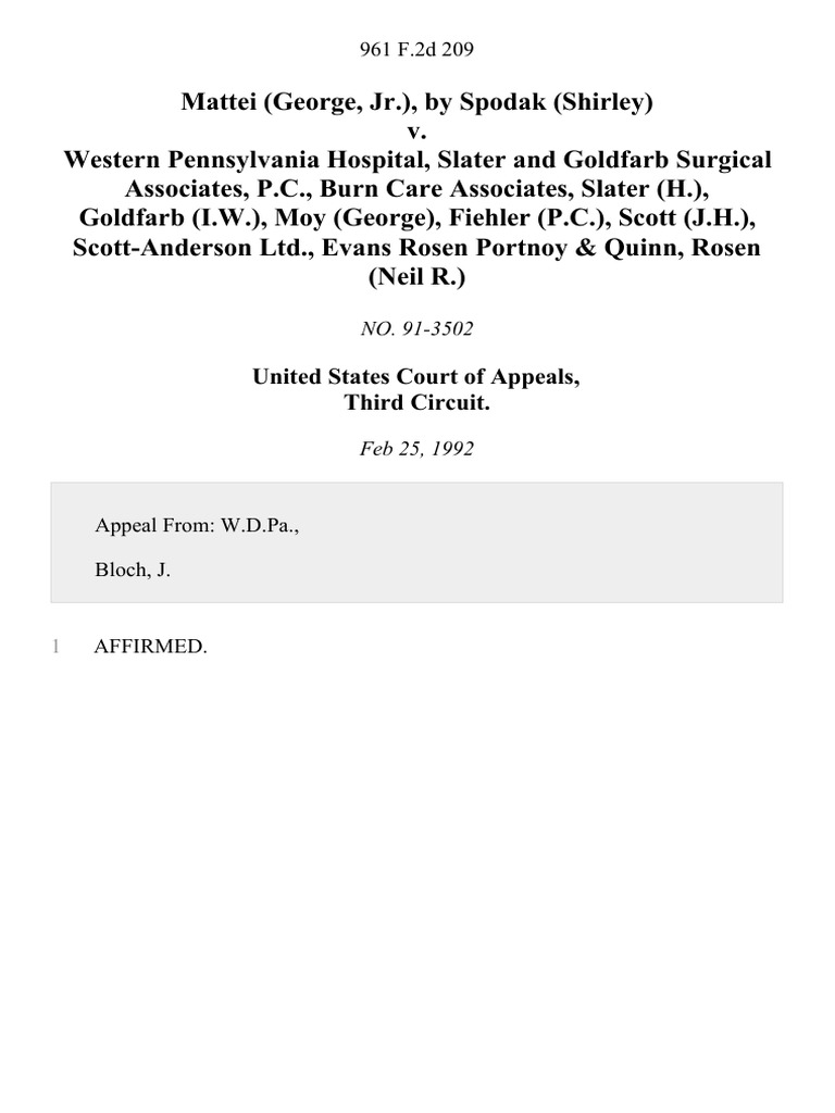 Mattei v. Western Pennsylvania Hospital Appeal PDF