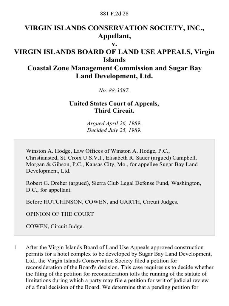 Virgin Islands Conservation Society, Inc., Appellant, v. Virgin Islands Board of Land Use