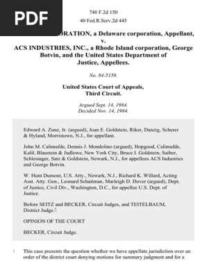 Metex Corporation A Delaware Corporation V Acs Industries Inc
