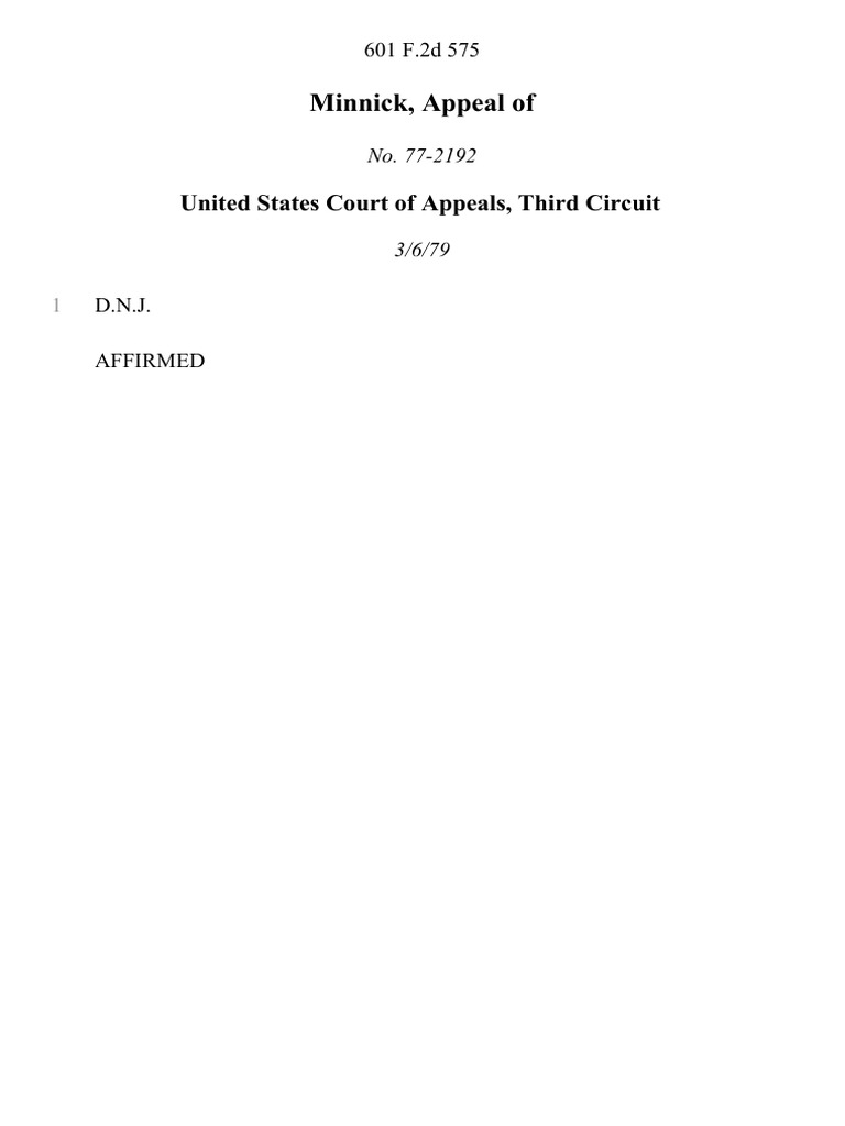 Minnick, Appeal Of, 601 F.2d 575, 3rd Cir. (1979) PDF Federal