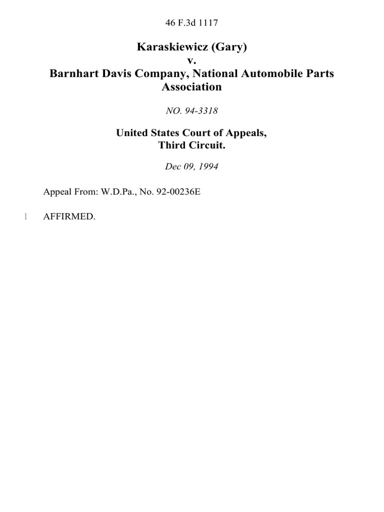 Karaskiewicz (Gary) v. Barnhart Davis Company, National Automobile