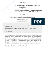 United States of America Ex Rel. Thomas H. Davis v. William J. Banmiller, Warden, East Ern State Penitentiary, Philadelphia, Pennsylvania, Commonwealth of Pennsylvania, 289 F.2d 925, 3rd Cir. (1961)