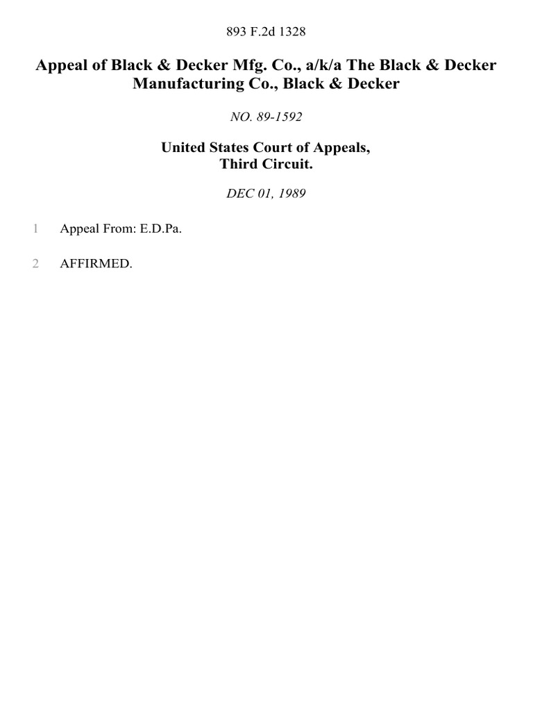 Appeal of Black & Decker Mfg. Co., A/K/A The Black & Decker