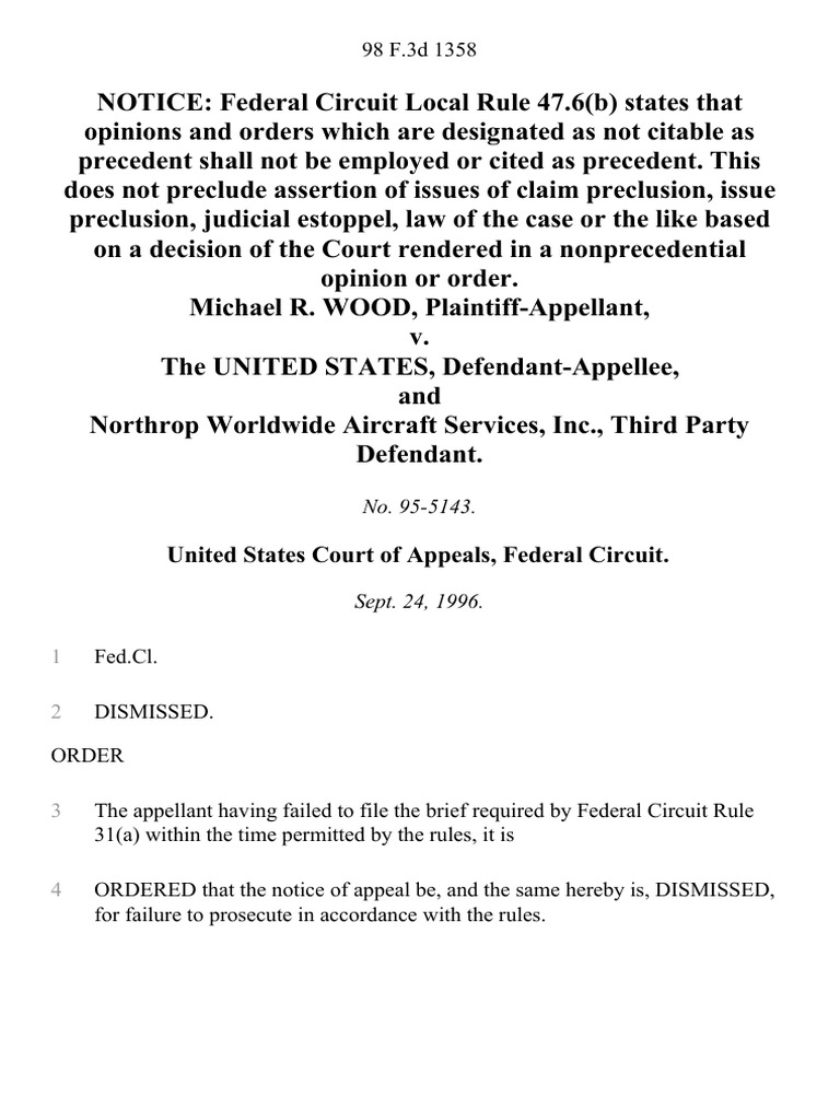 Michael R. Wood v. The United States, and Northrop Worldwide Aircraft