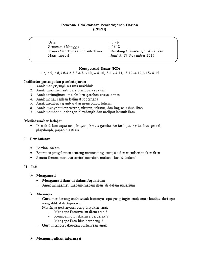 CONTOH RPPH Model Kelompok Dengan Pengaman | PDF